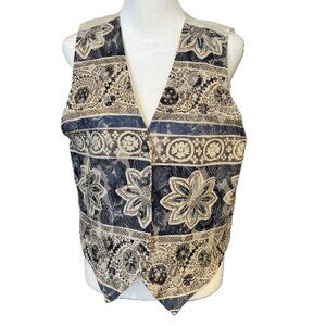 Vintage Melissa Robyn Tapestry Vest - Western Cottagecore Floral Button Front